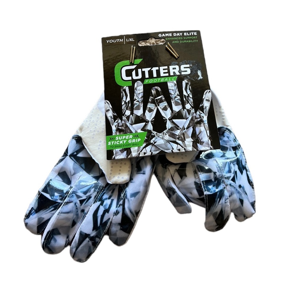 Cutters Football Super Sticky Grip Game Day Elite Gloves Youth L/XL NEW A5